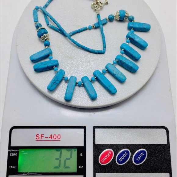 Vintage Turquoise Stone Beaded Choker Necklace - Picture 7 of 7